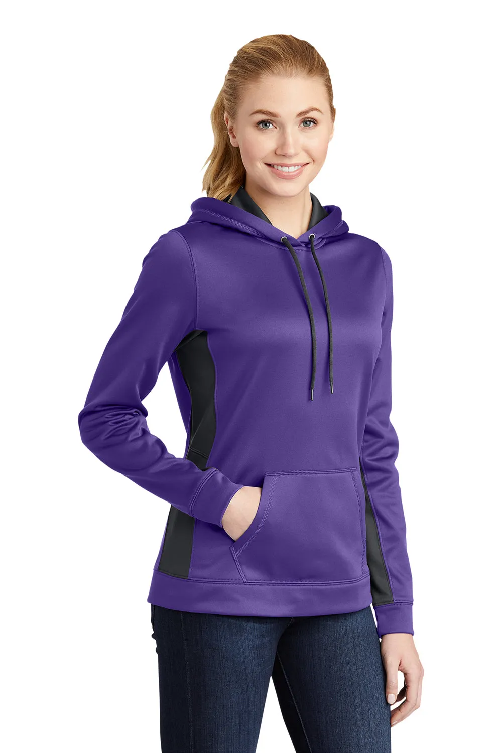 Sport-Tek Sweat à capuche pour femme en polaire respirante avec poche kangourou - Violet/Gris fumée foncé - Liquidation