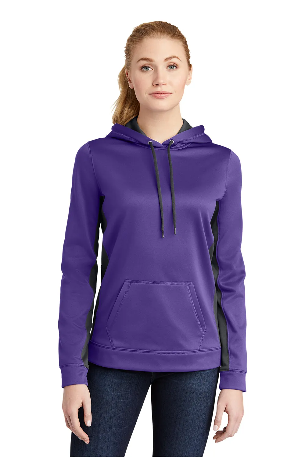Sport-Tek Sweat à capuche pour femme en polaire respirante avec poche kangourou - Violet/Gris fumée foncé - Liquidation
