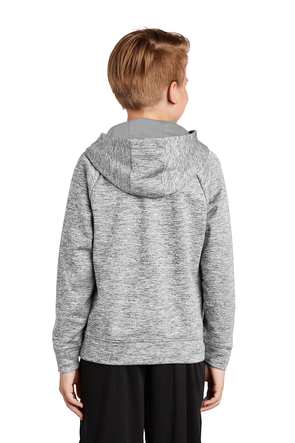 Sport-Tek Sweat à capuche pour jeunes en polaire électrique Heather évacuant l'humidité avec poche kangourou - Gris argenté électrique