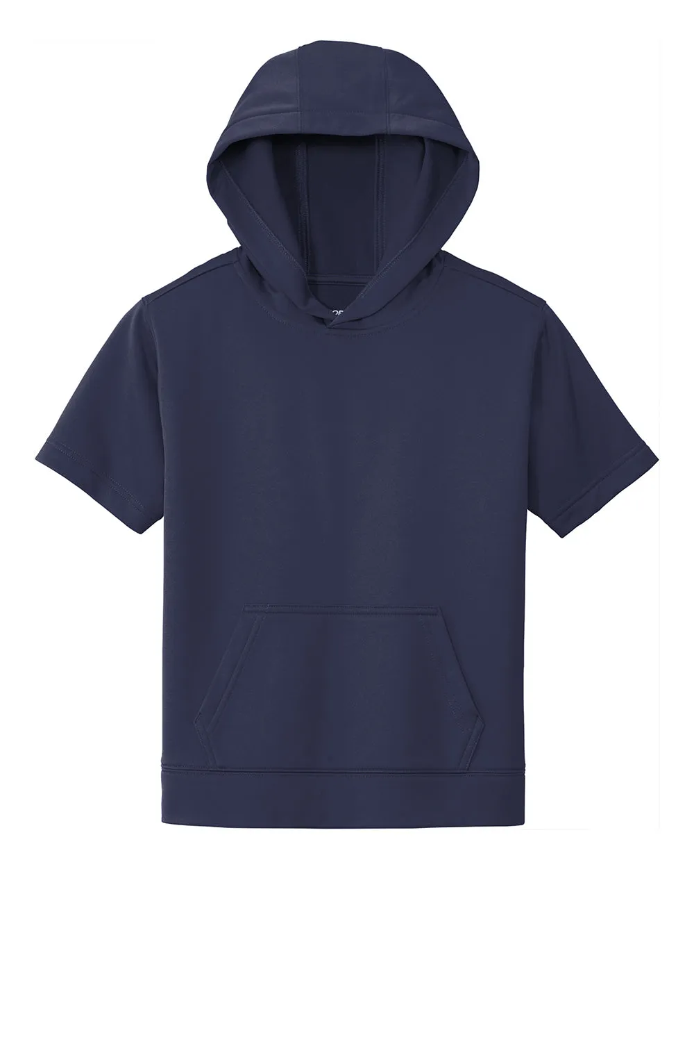 Sport-Tek Sweat à capuche pour jeunes en polaire respirante à manches courtes avec poche kangourou - Bleu marine