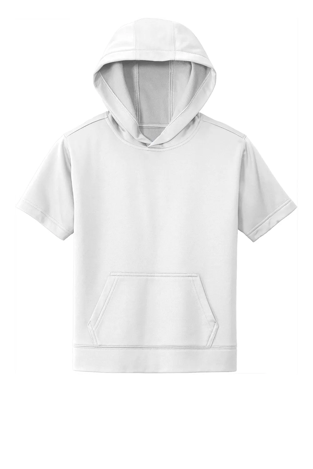 Sport-Tek Sweat à capuche pour jeunes en polaire à manches courtes avec poche kangourou - Blanc