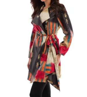 Veste imperméable à col ceinturé Sunset en or multicolore
