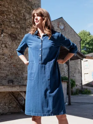 Robe chemise en coton pour femme Tara | Denim texturé