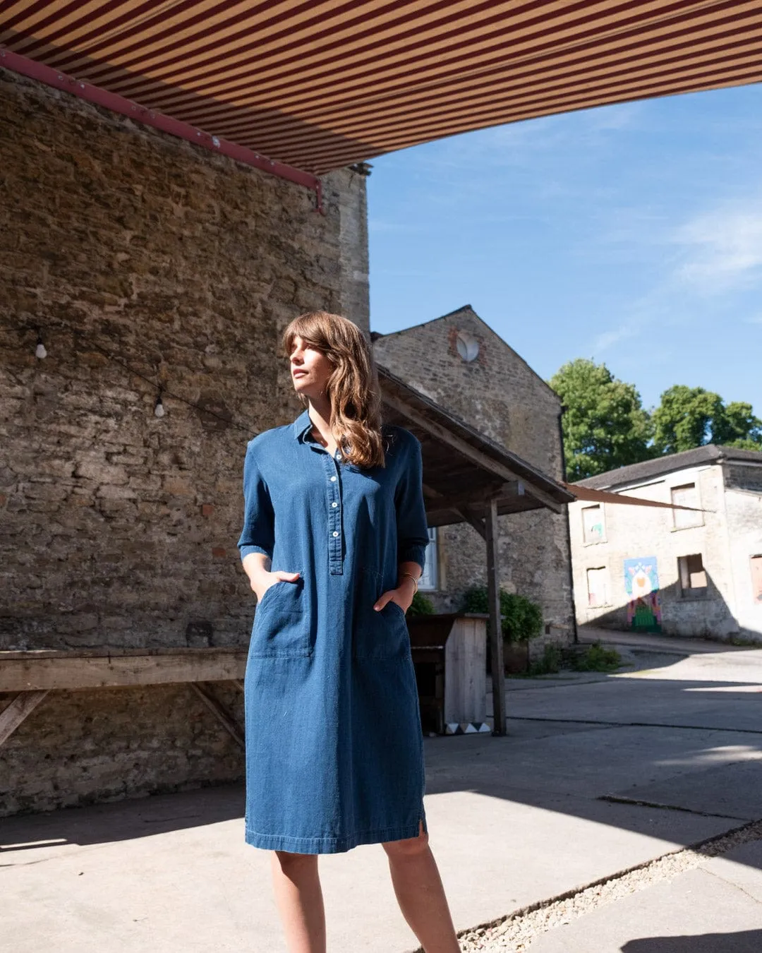 Robe chemise en coton pour femme Tara | Denim texturé