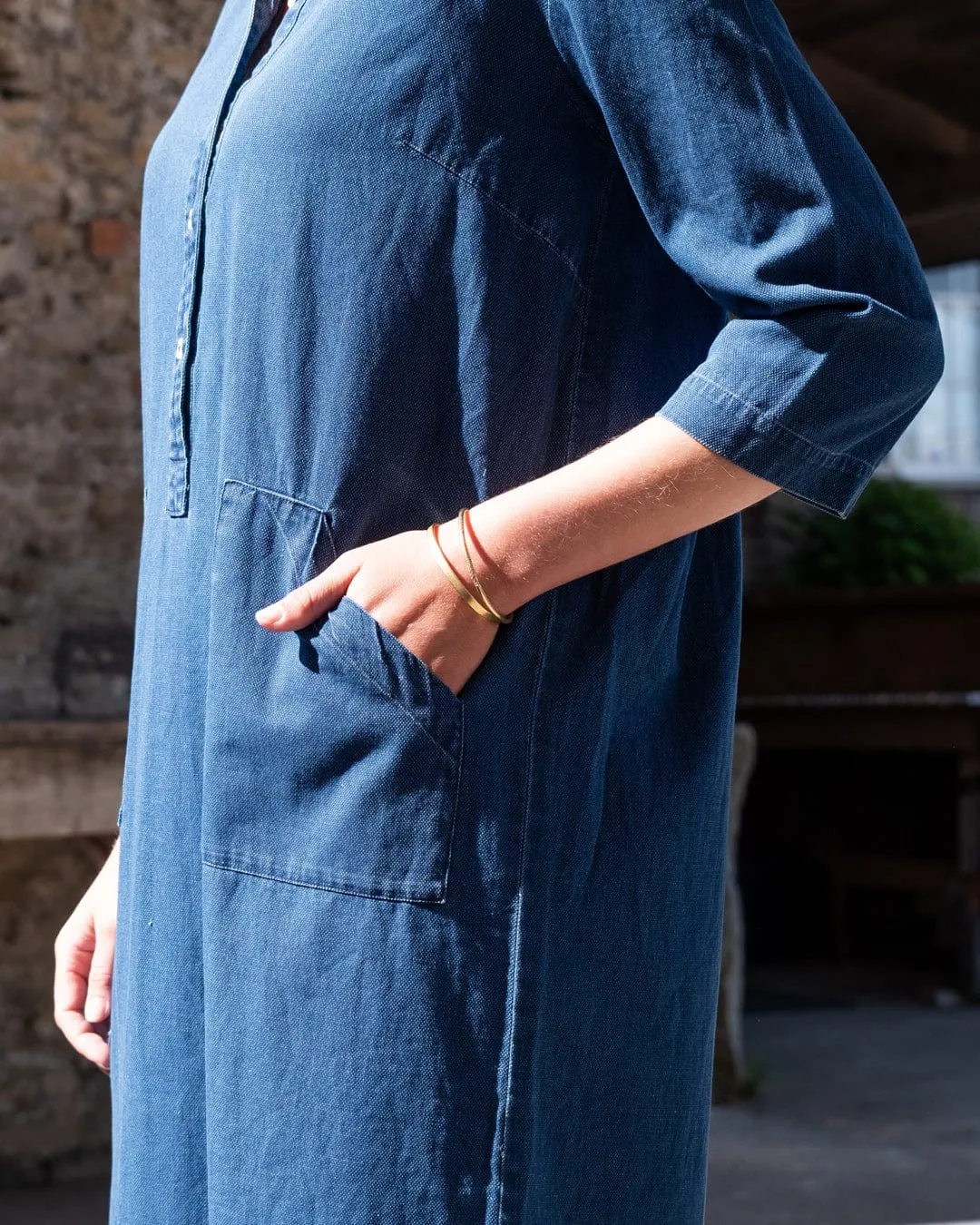 Robe chemise en coton pour femme Tara | Denim texturé