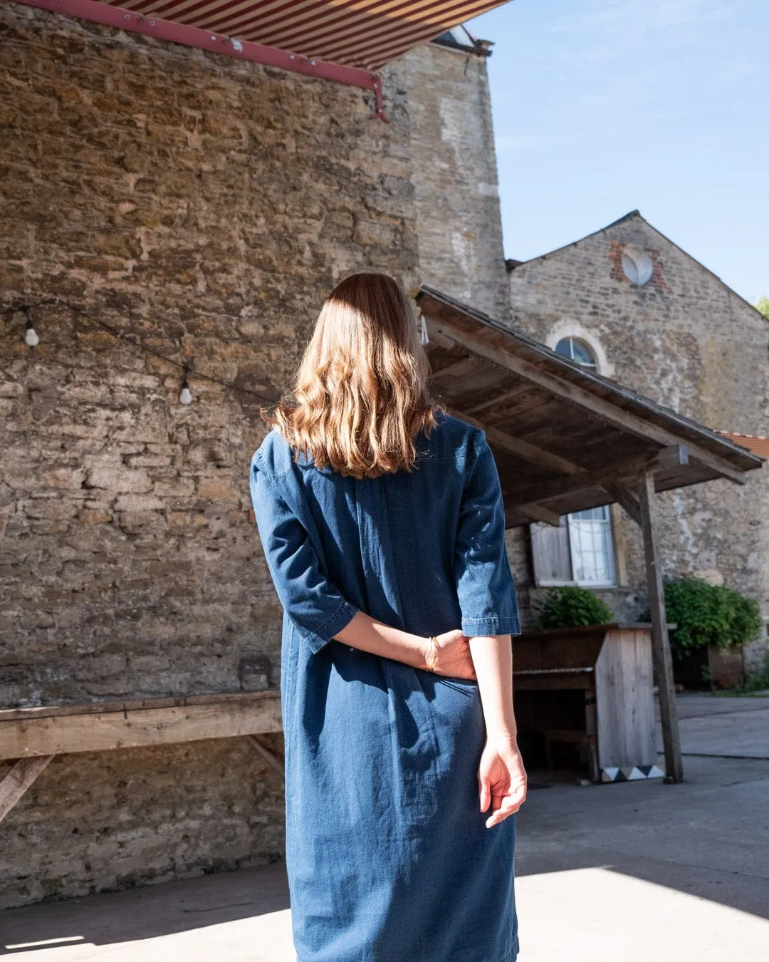 Robe chemise en coton pour femme Tara | Denim texturé