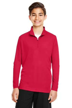 Sweat-shirt à zip 1/4 respirant et anti-transpiration pour jeunes Team 365 - Rouge