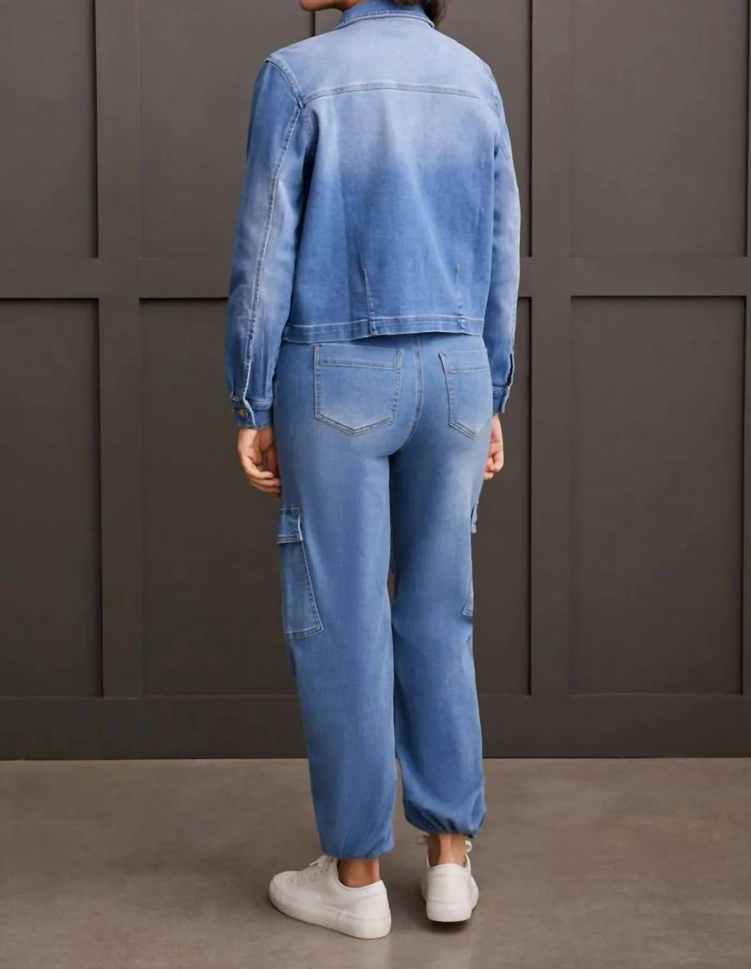 Veste décontractée à poche plaquée texturée en Bleu Délice