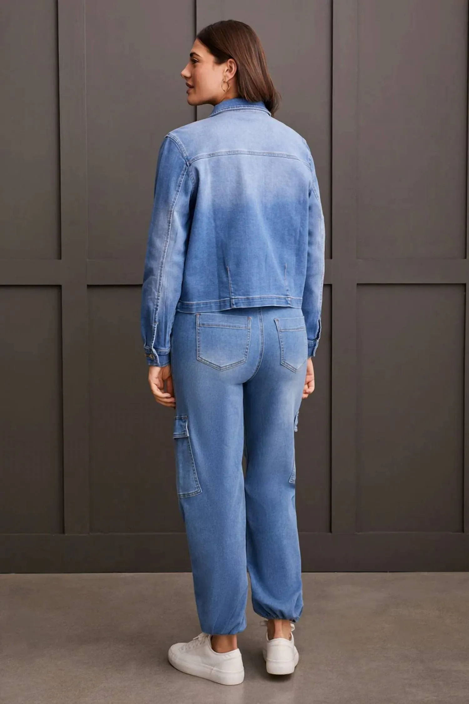 Veste décontractée à poche plaquée texturée en Bleu Délice