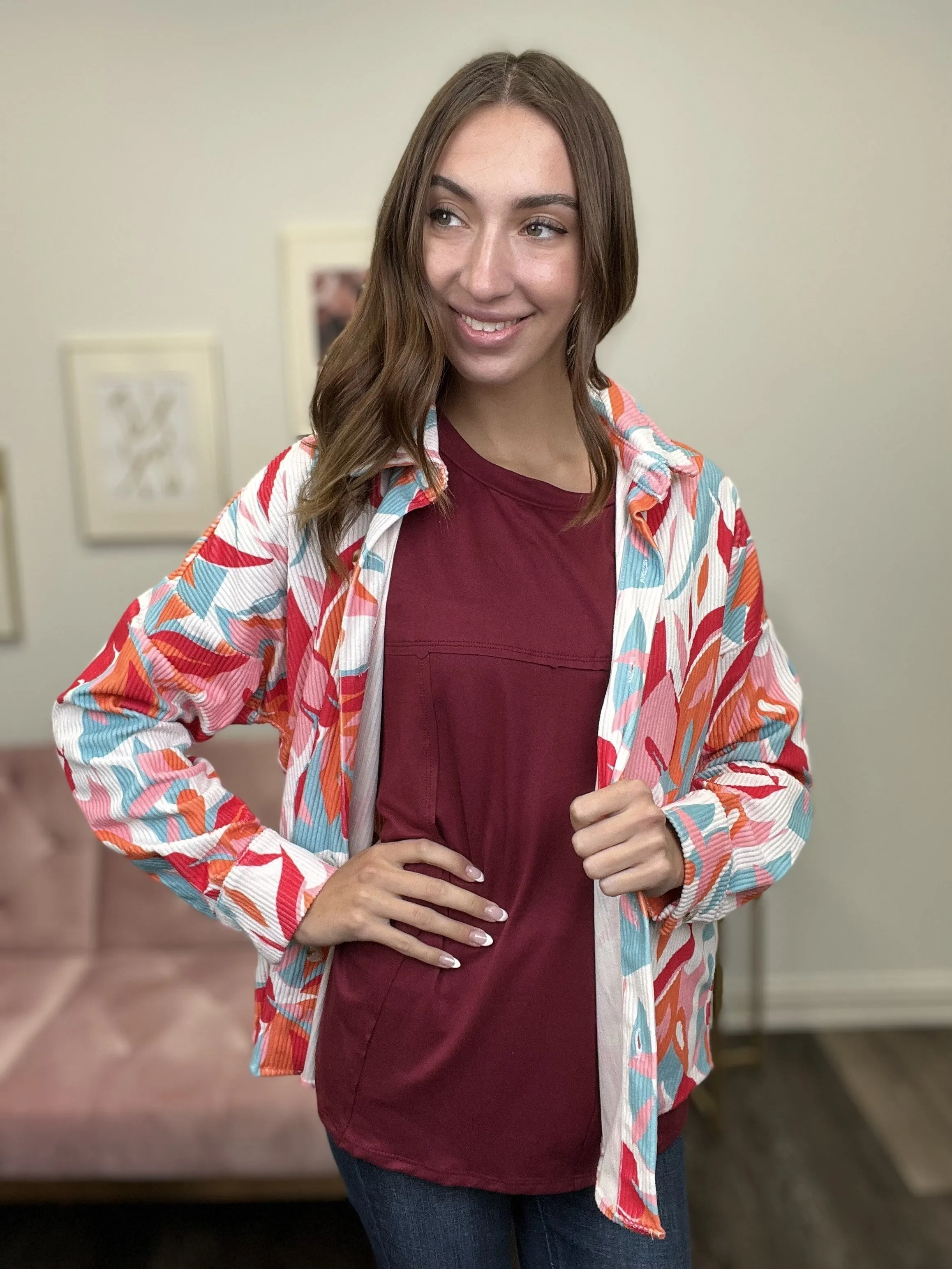 La veste en velours côtelé abstrait pour femmes *Vente finale*