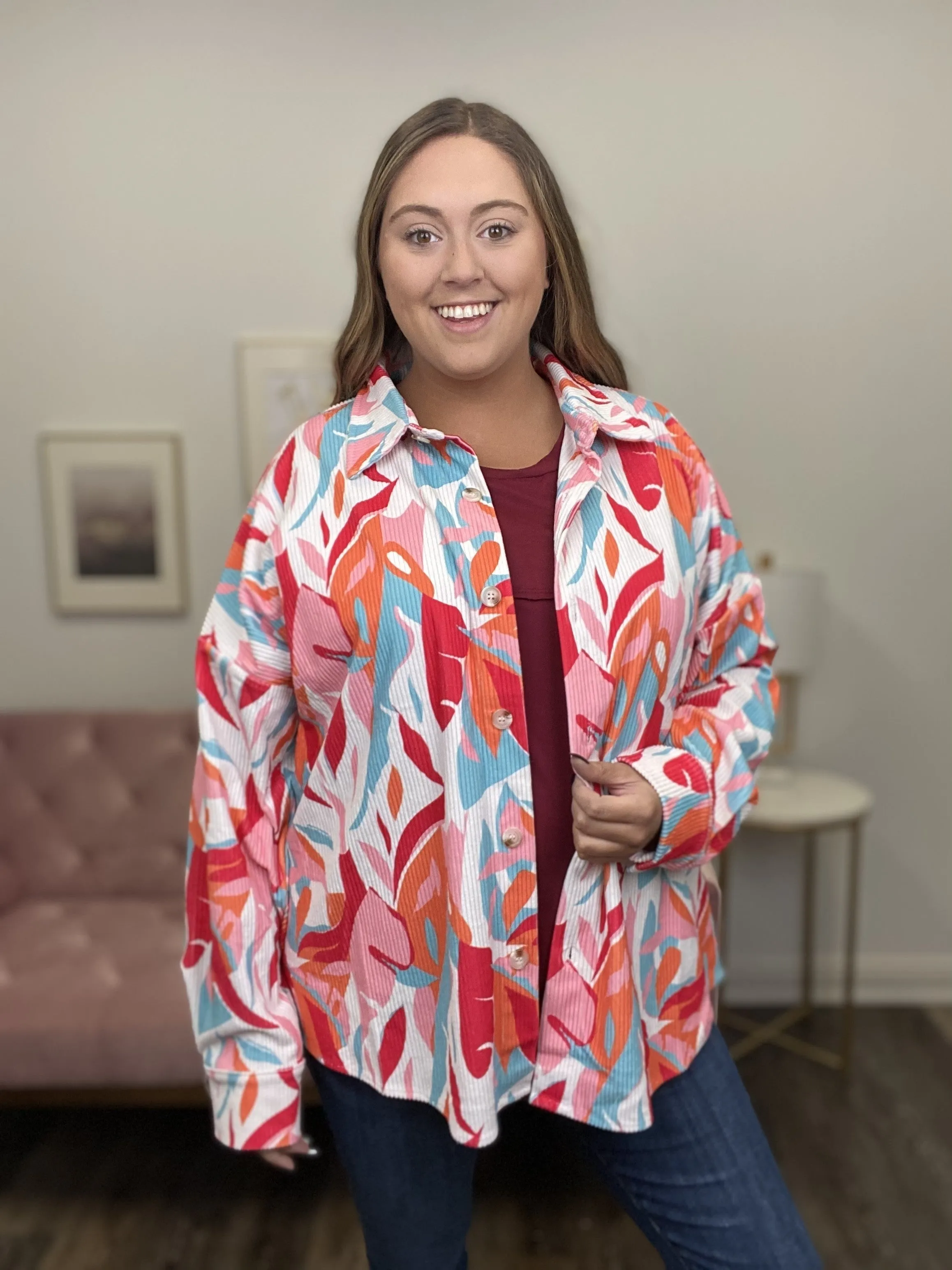 La veste en velours côtelé abstrait pour femmes *Vente finale*