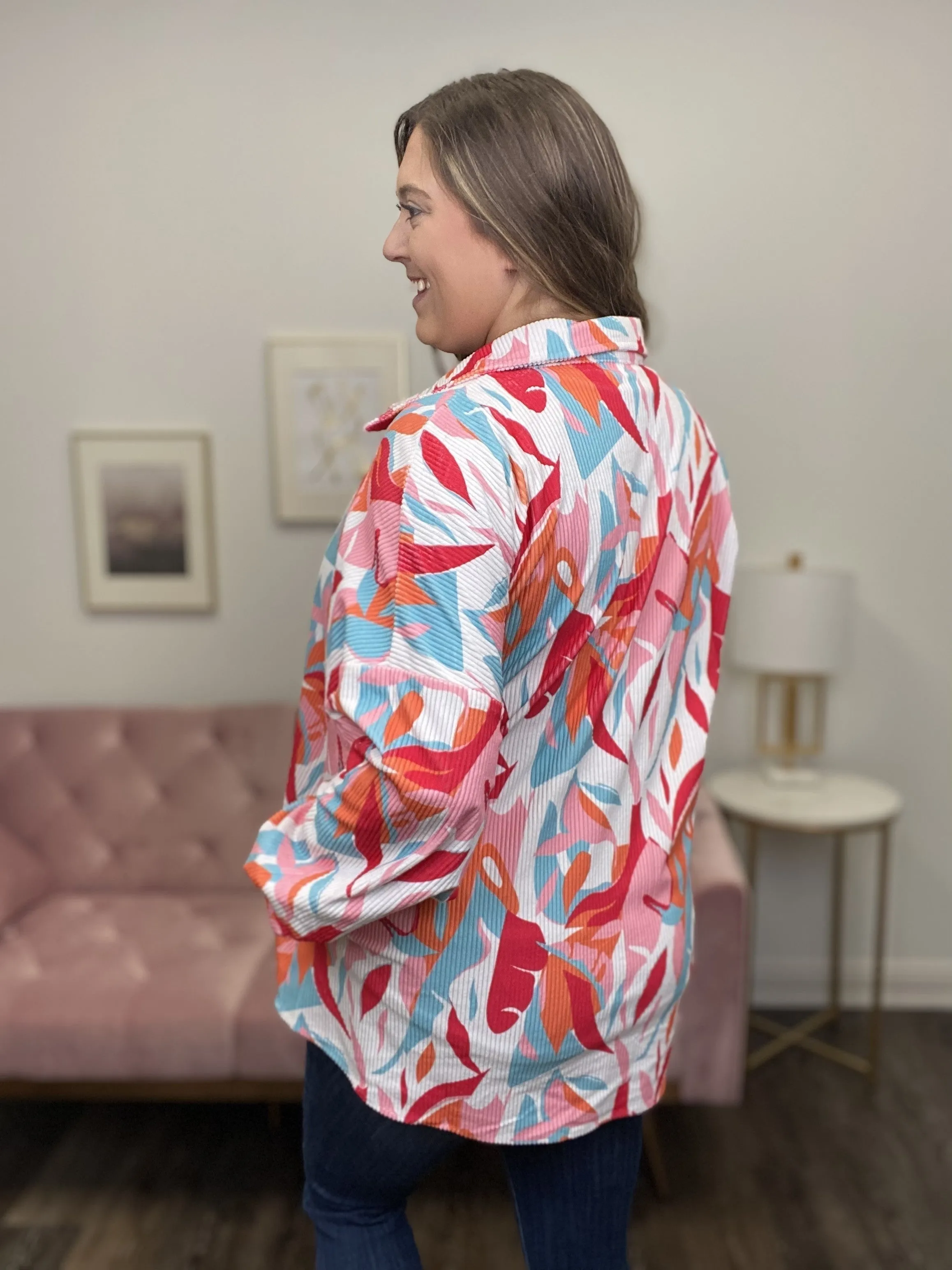 La veste en velours côtelé abstrait pour femmes *Vente finale*