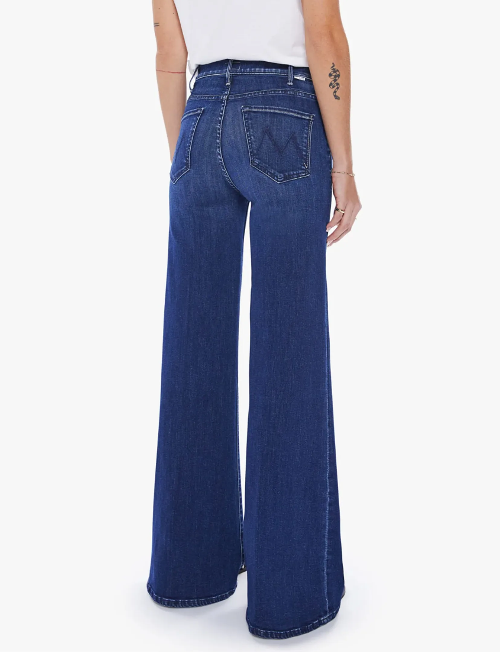 The Hustler Roller Sneak à Haute Taille et Jambe Large, Vêtement Héritage mother-denim