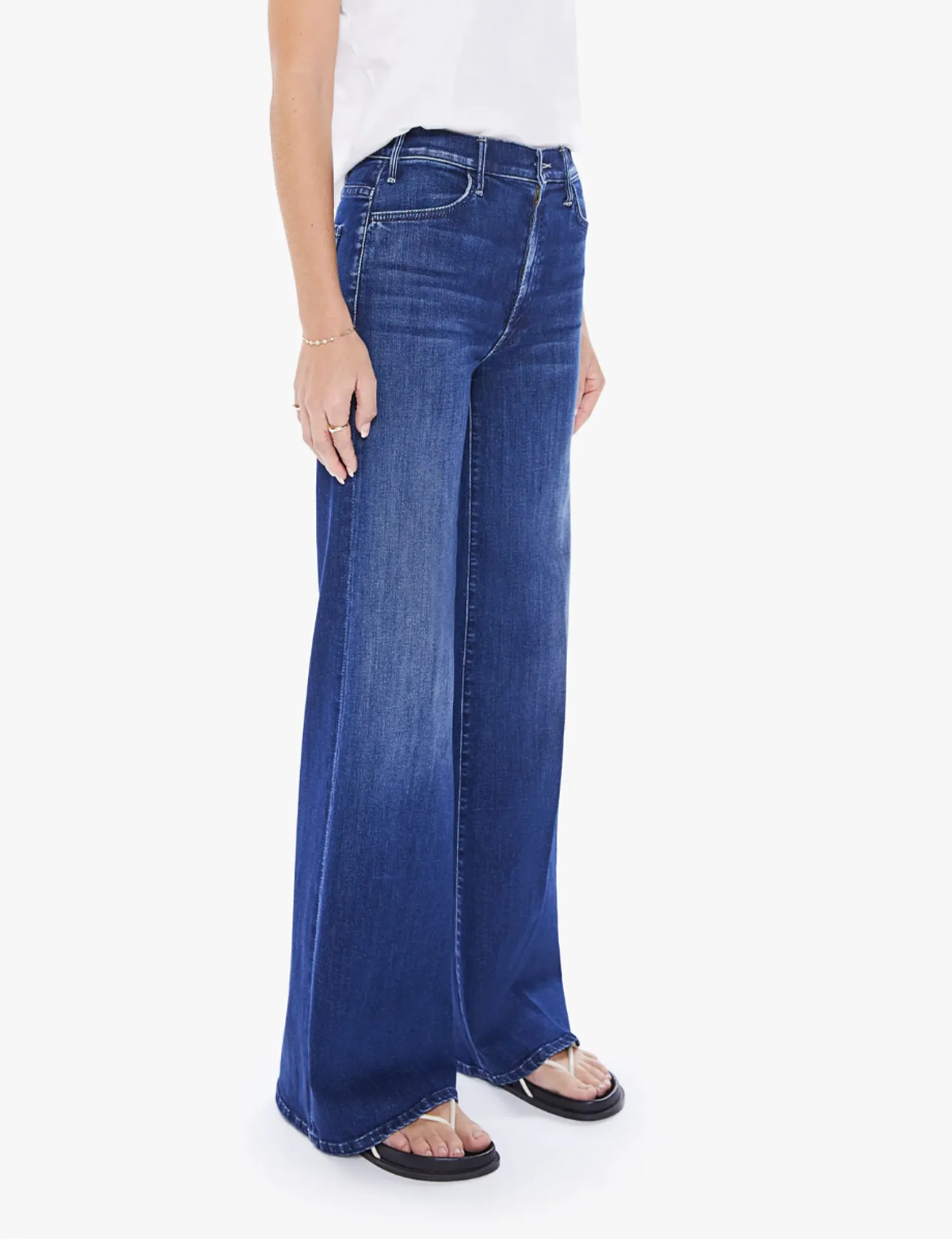 The Hustler Roller Sneak à Haute Taille et Jambe Large, Vêtement Héritage mother-denim