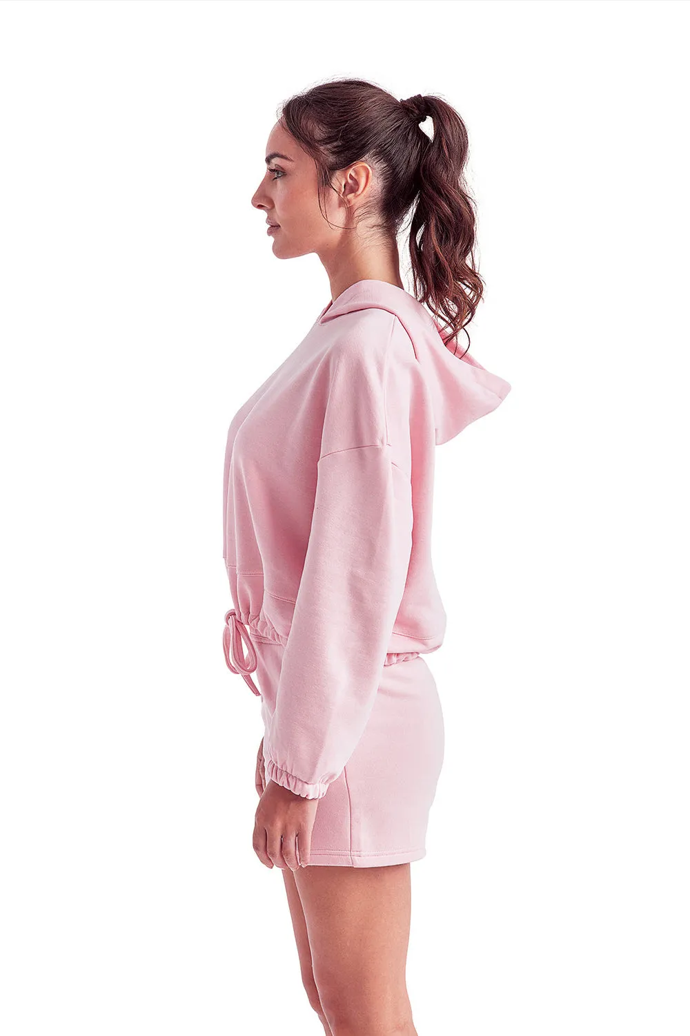 TriDri Sweat à capuche femme Maria coupé - Rose clair