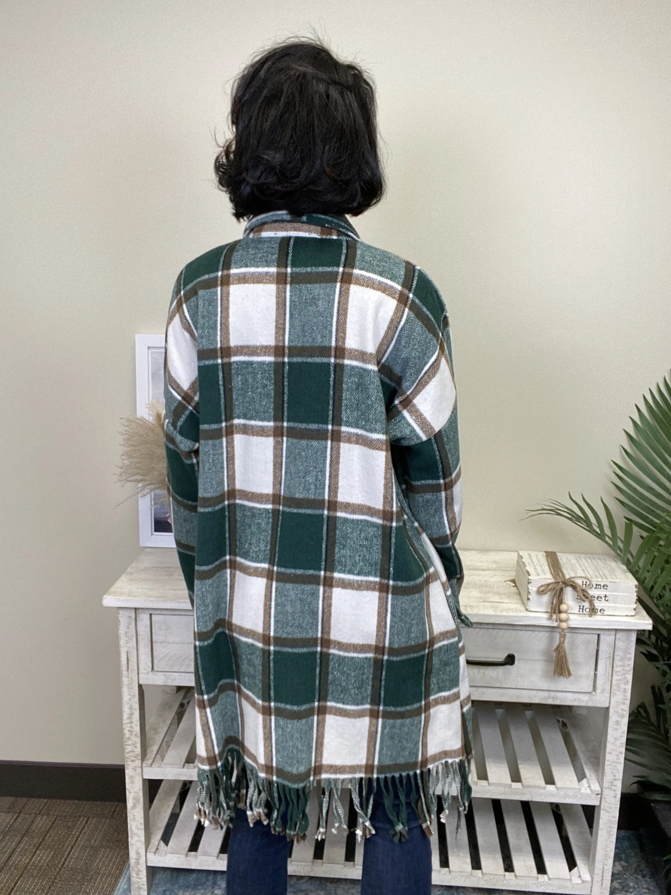 Veste chemise à franges pour femmes en tissu écossais *Vente finale*