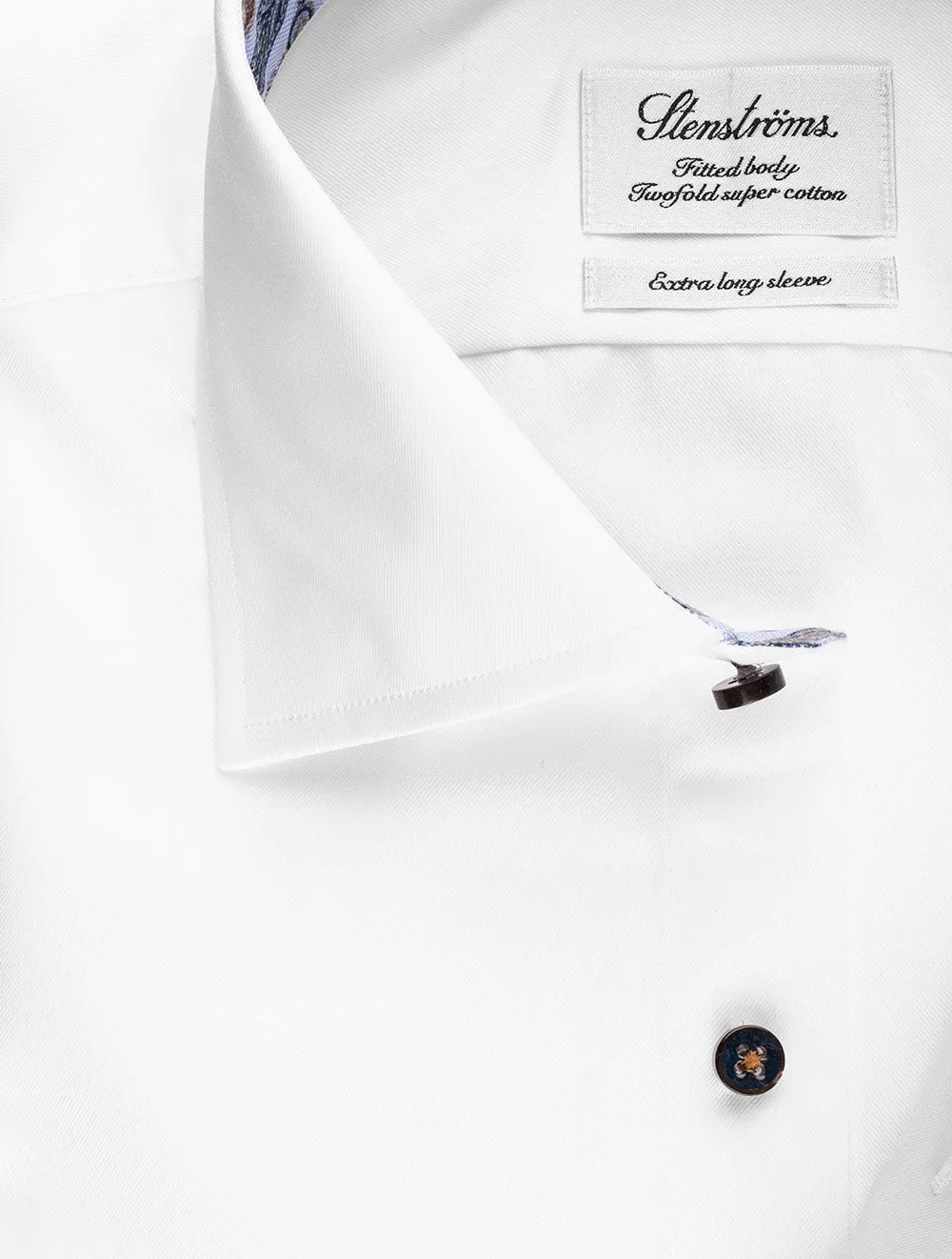Chemise ajustée à motifs Paisley contrastés blancs avec incrustation blanche
