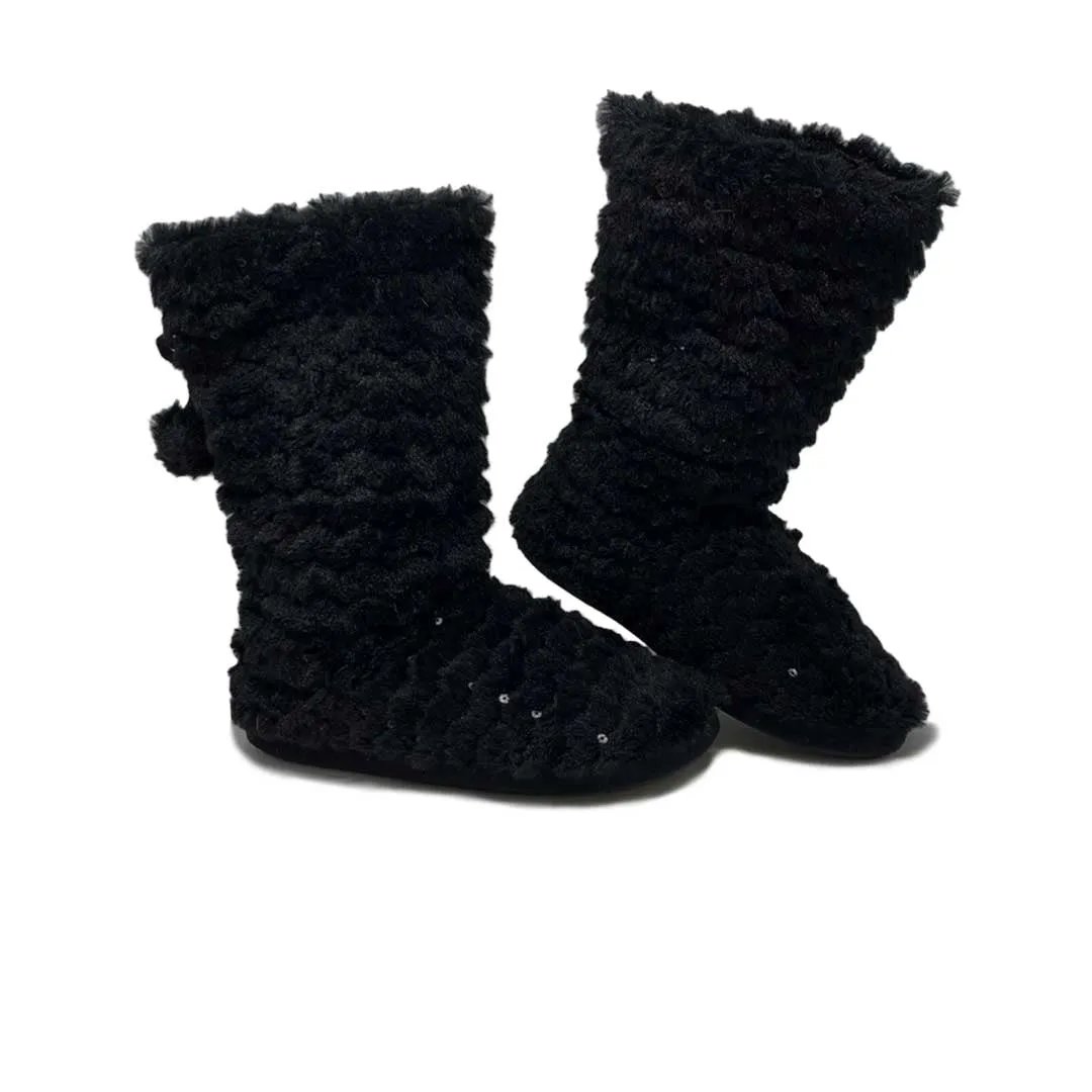 Bottes décontractées pour femmes en fausse fourrure pailletée (SAL7079WGN BLK)