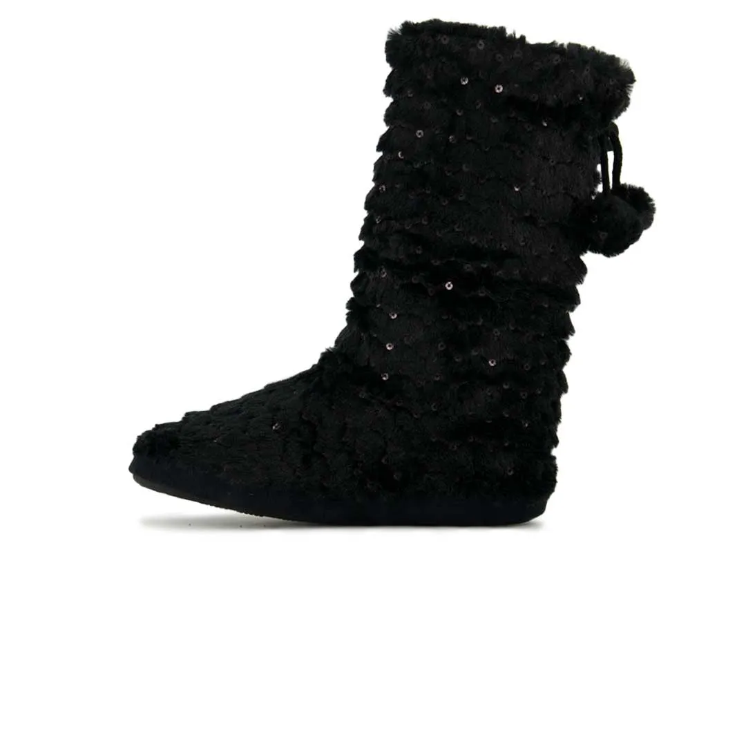Bottes décontractées pour femmes en fausse fourrure pailletée (SAL7079WGN BLK)