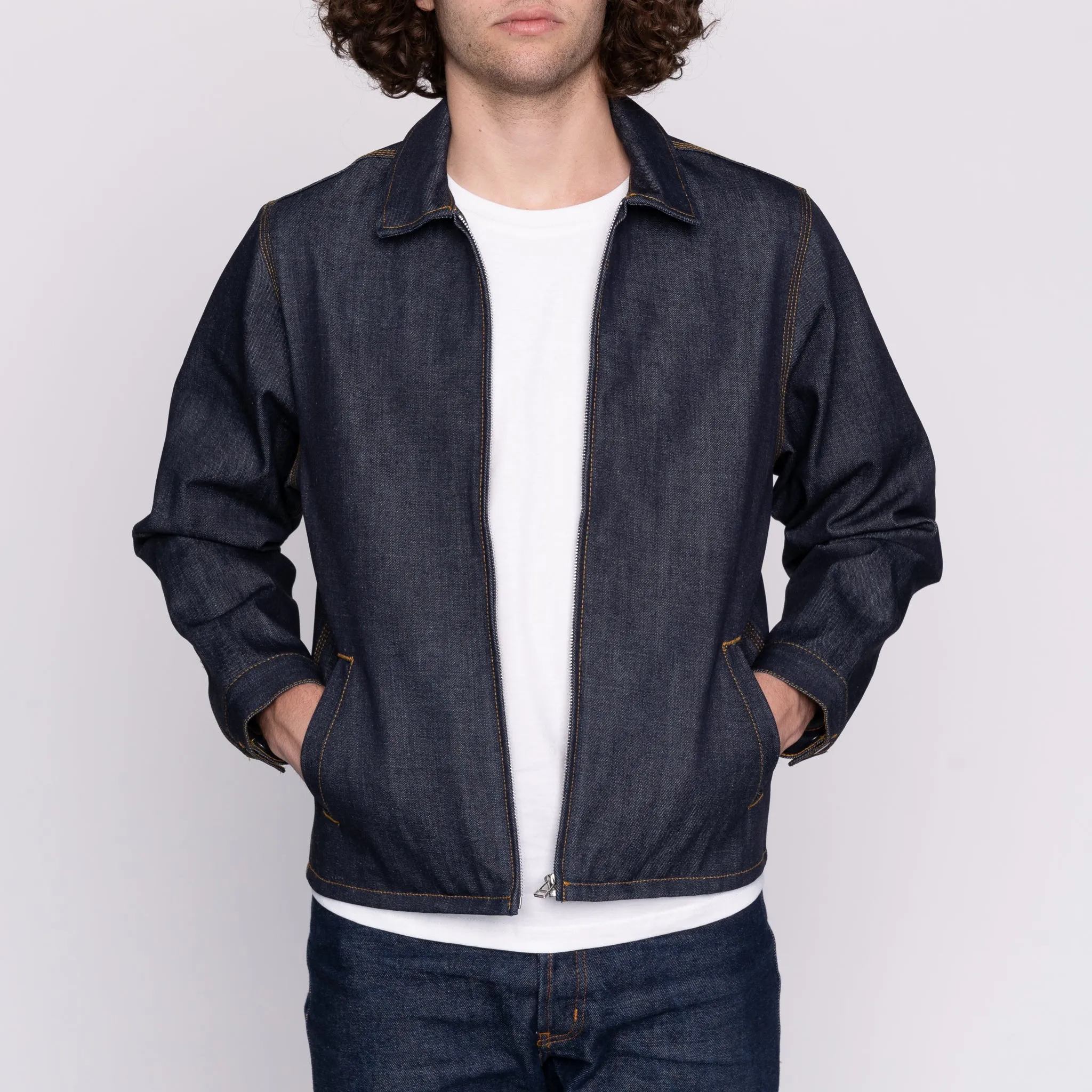 Veste à zip - Denim sergé inversé