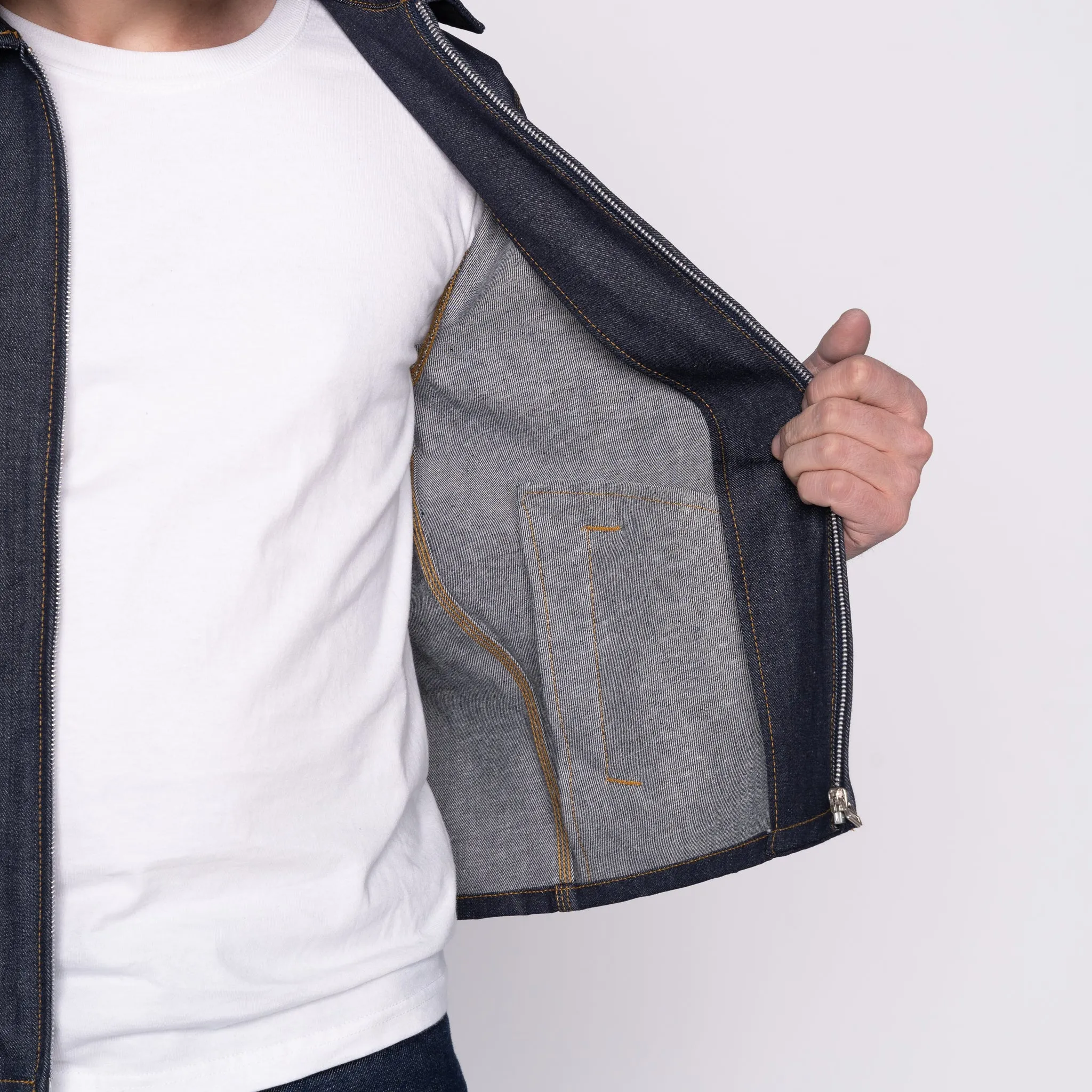 Veste à zip - Denim sergé inversé
