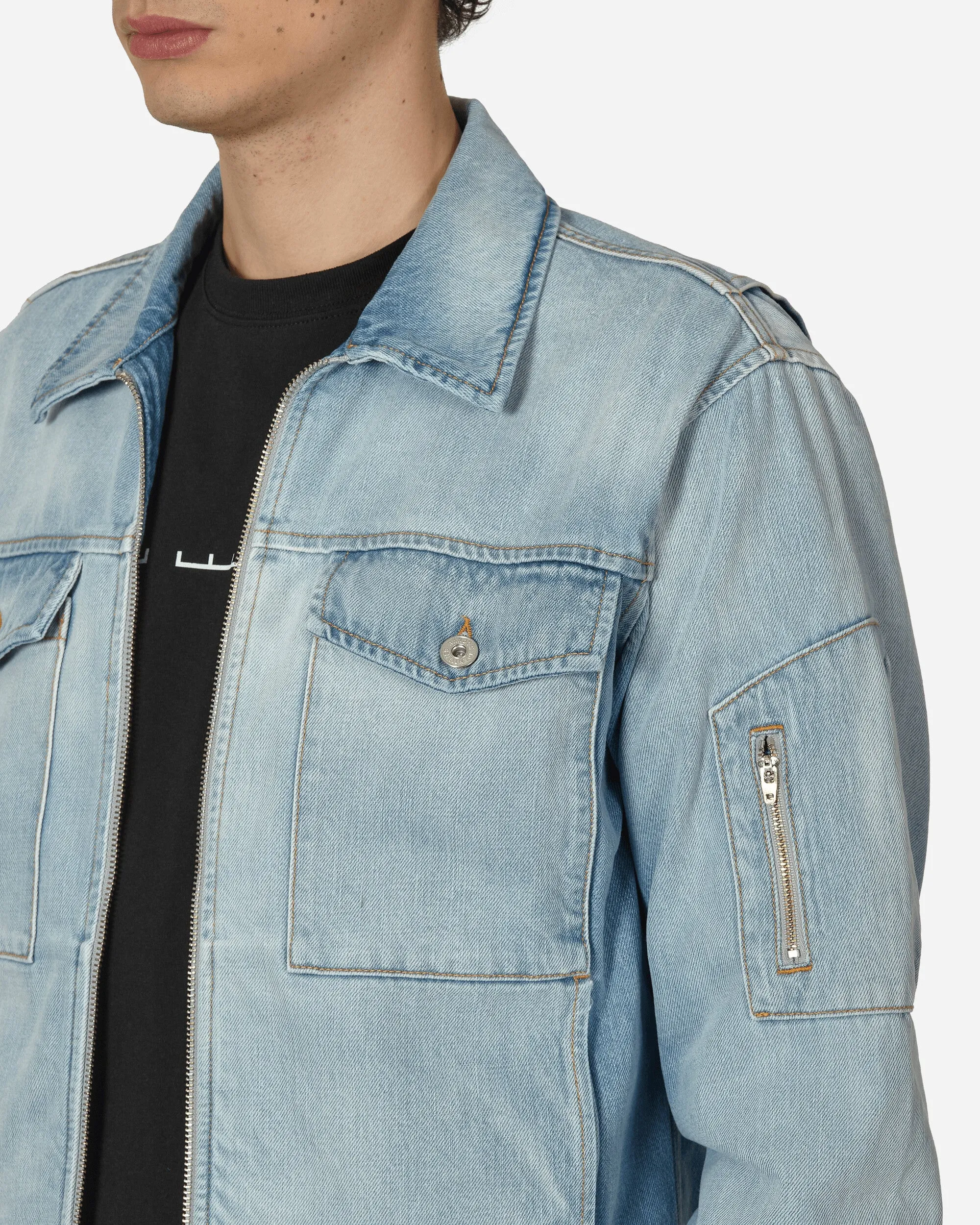 Veste en denim zippée bleue