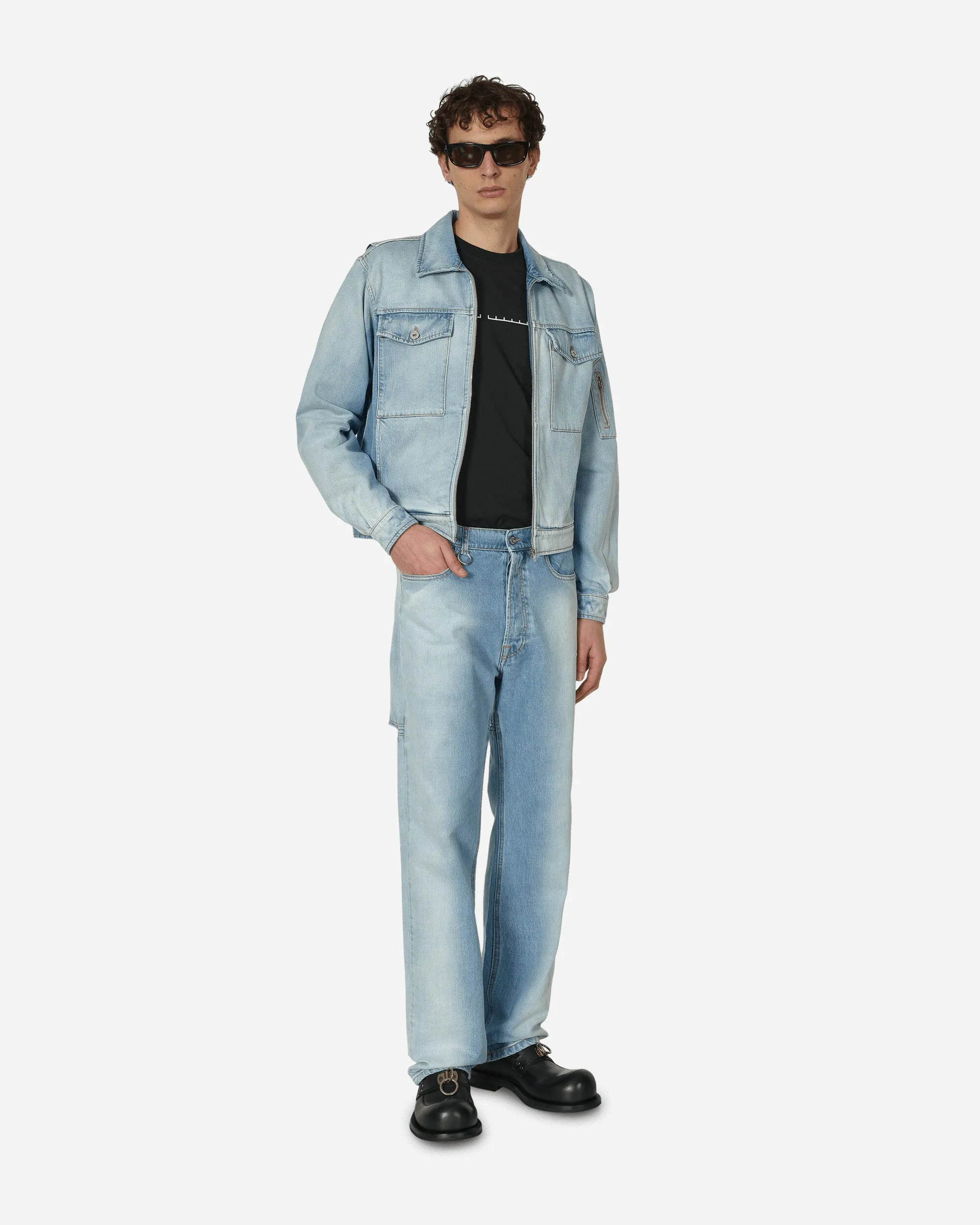 Veste en denim zippée bleue
