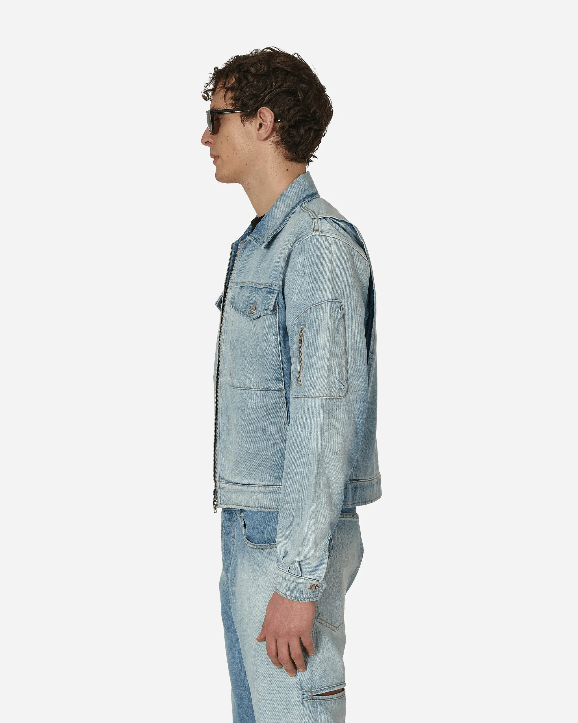 Veste en denim zippée bleue